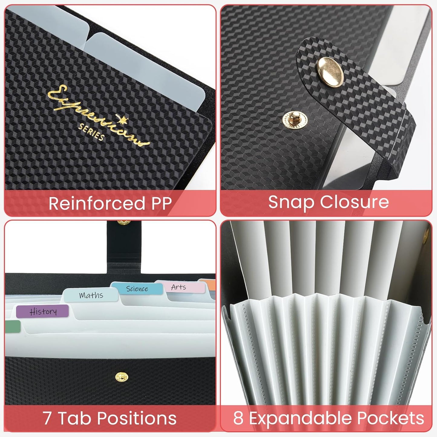 Sooez Accordion File Organizer, 8 Pocket Expanding File Folder with Labels, Letter Size Folders for Documents, Portable Paper Bill Receipt Organizer for Home School Office Supplies, Dark Green