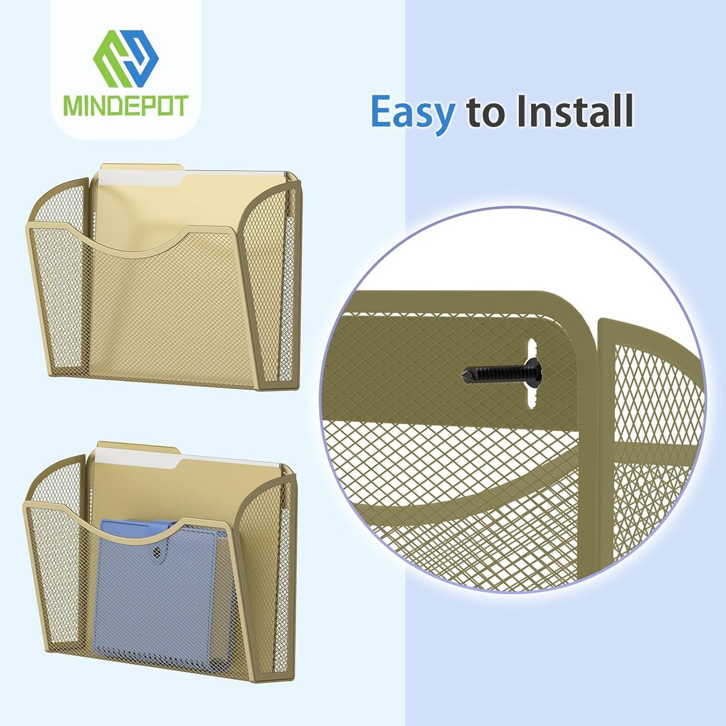 Wall File Organizer,Hanging Wall Mounted File Folder Binder Holder Mail Organizer for Office,Home and School Supplies