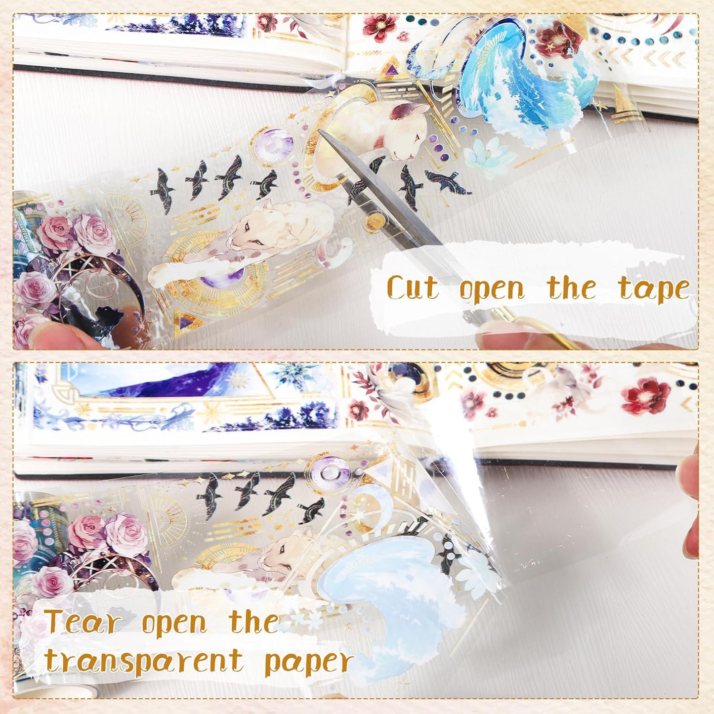 PET Tape for Journal Scrapbooking - Vintage Boheimian Mysitc Journal PET Tape Scrapbook Supplies, Notebook Scrapbook Bottle Crafts Décor