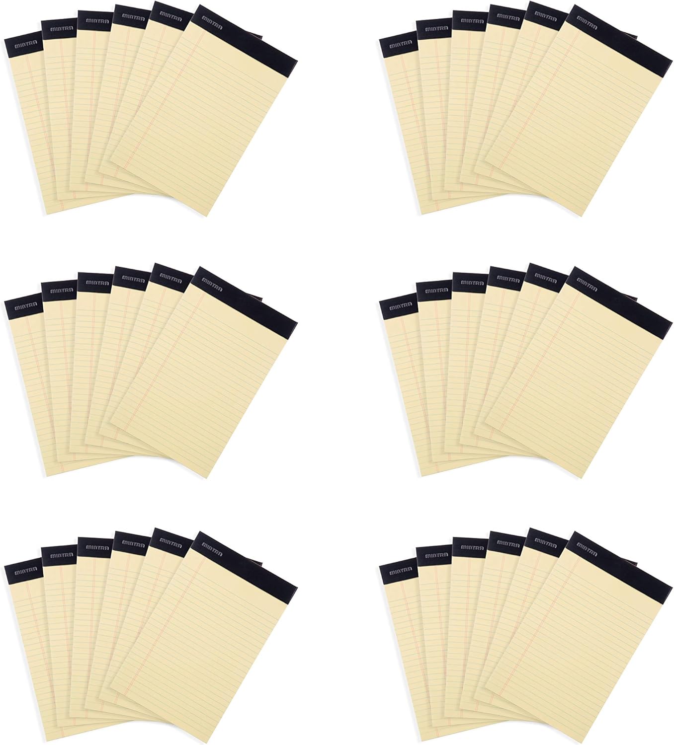 Mintra Office Legal Pads, ((xBasic, 5in x 8in, Narrow (Canary), 36pk (6-6pks))