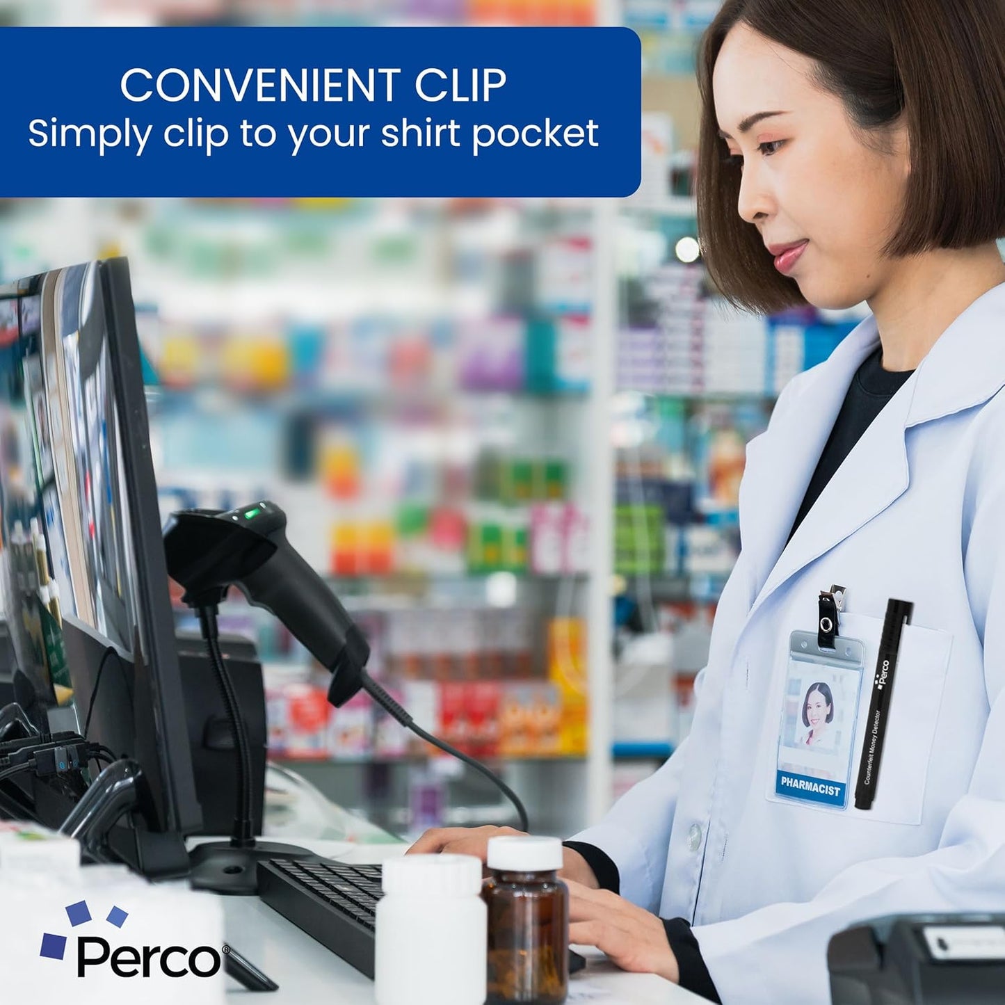 Perco Counterfeit Money Detector Pen - Easy to Use and Reliable Universal Currency Fake Bill Checker for Personal & Commercial Use - Ensures Authenticity & Prevents Fraud