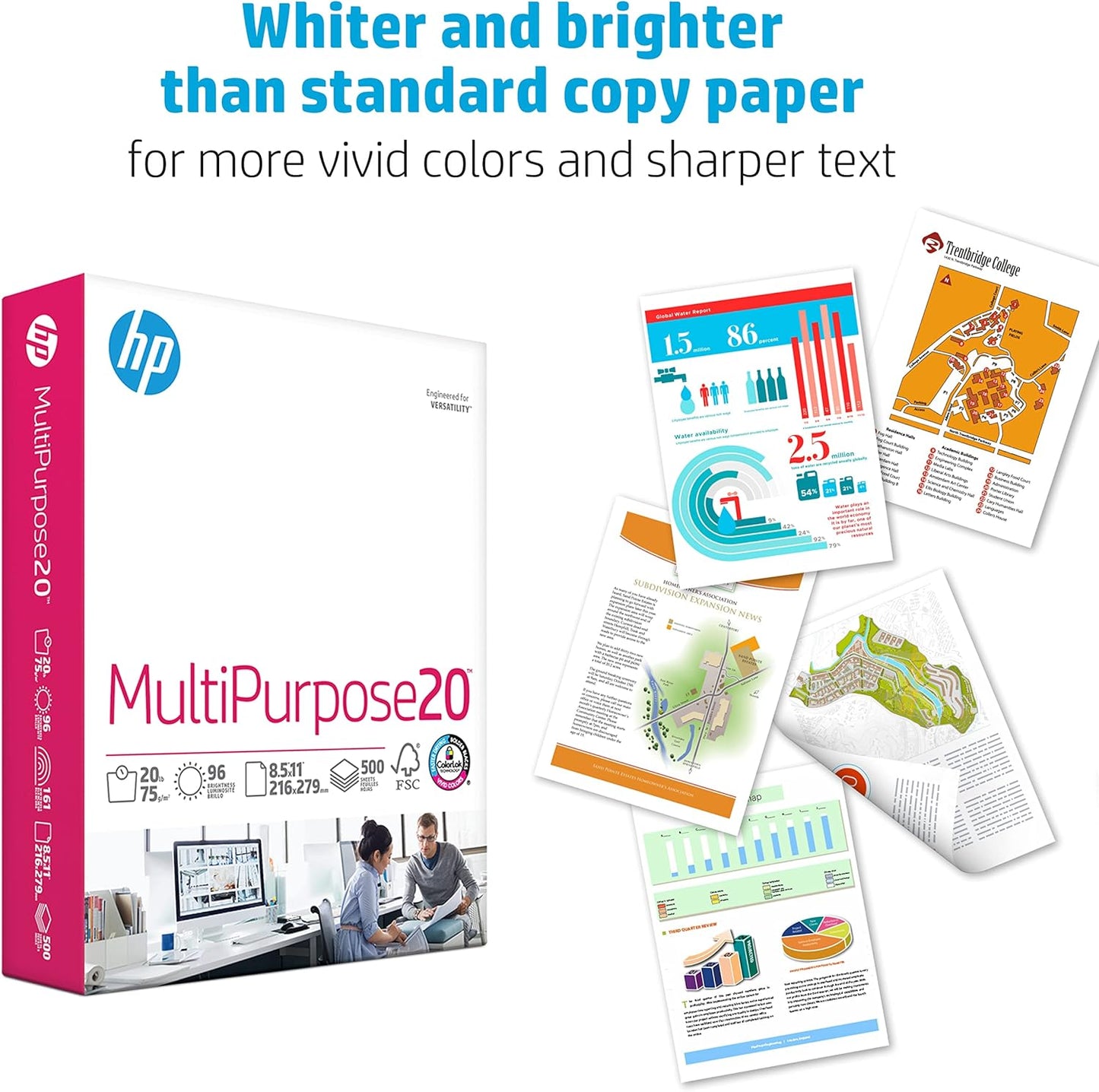 HP Papers Printer Paper, 8.5 x 11 paper, Multipurpose 20 lb - 96 Bright , 40 Cases - 1 Pallet -200,000 Sheets, Loading Dock Delivery, Made in USA - FSC Certified, 112000P