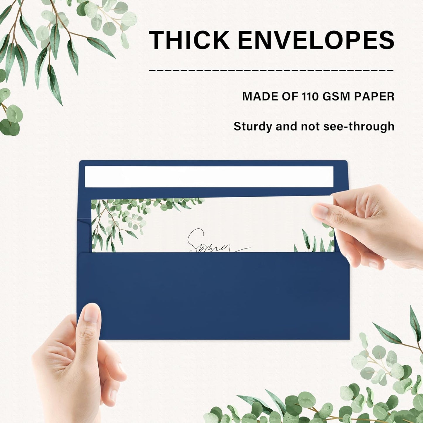 50 Pack #10 Business Envelopes, Self Seal Standard Navy Blue Envelopes for Secure Business & Legal Mailing, Office, Checks, Letter, Invoices, 4 1/8 x 9 1/2 Inches
