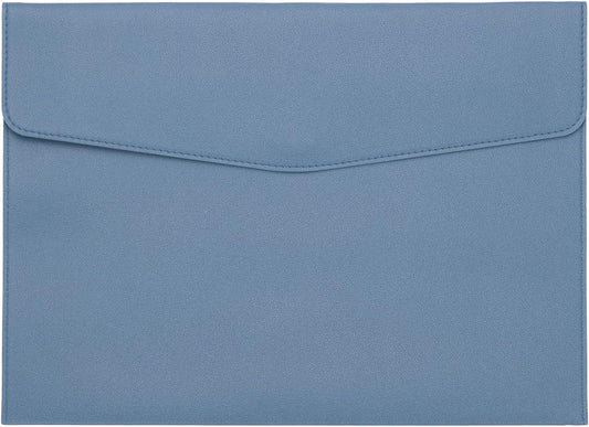 PATIKIL PU Leather A4 File Folder, Document Holder Filing Organizer Portfolio Envelope Folder Case with Snap Closure for Letter Receipt Style 2, Blue