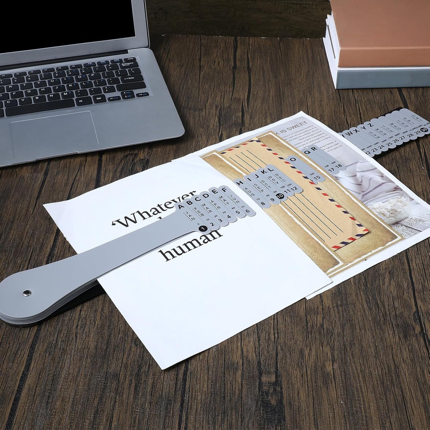 PerKoop Plastic Document Sorter Alphabetical File Organizer Compact Upright Space Saving Paper Organizer for File Office, Grey, 2.52 x 23.5 inches(2 Sets)