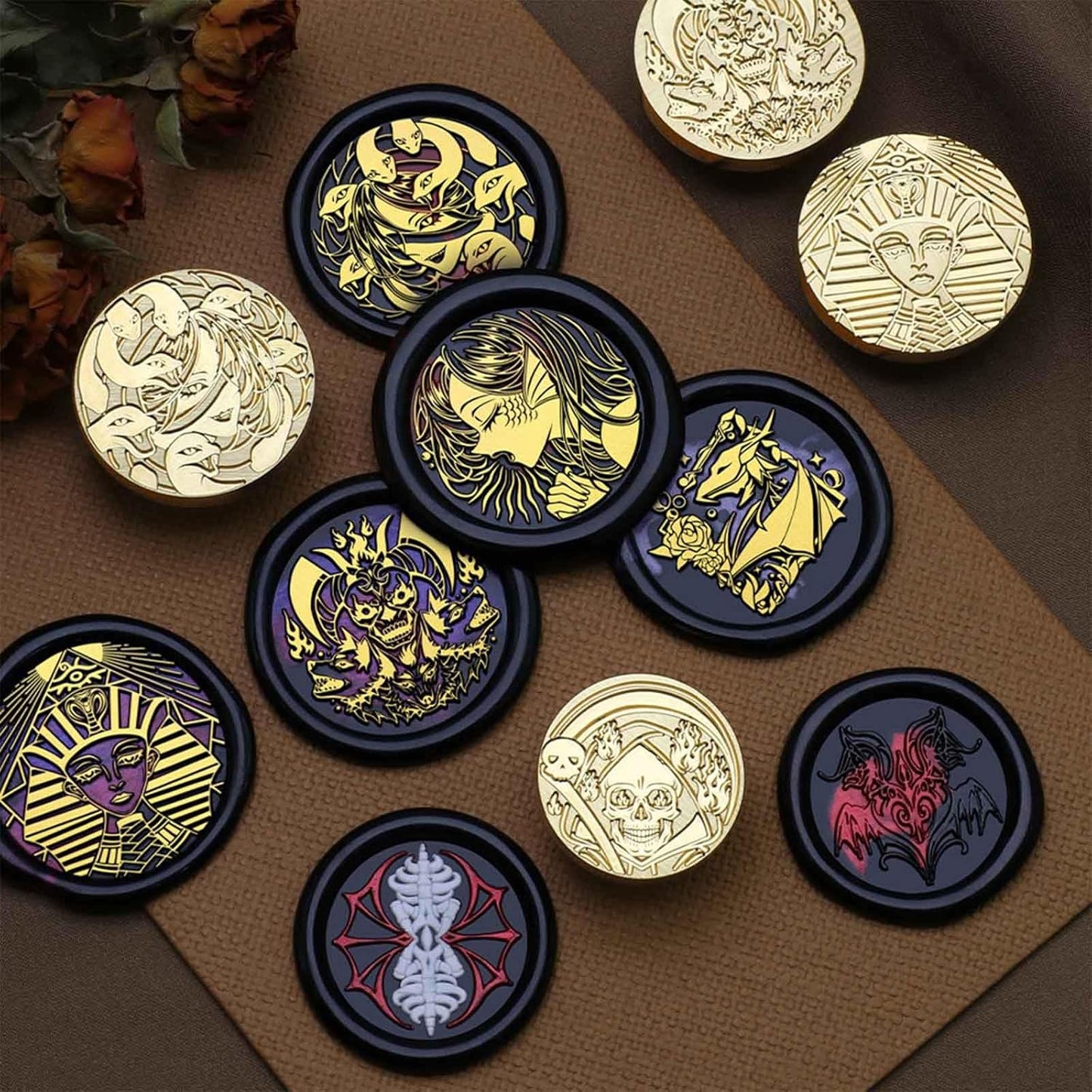 Hades Wax Seal Stamp - 1.18 inch/30mm Removable Brass Stamp Head, Vintage Mythological Sealed Stamp with Handle for Envelopes Letters Handicraft DIY and Creative Gifts