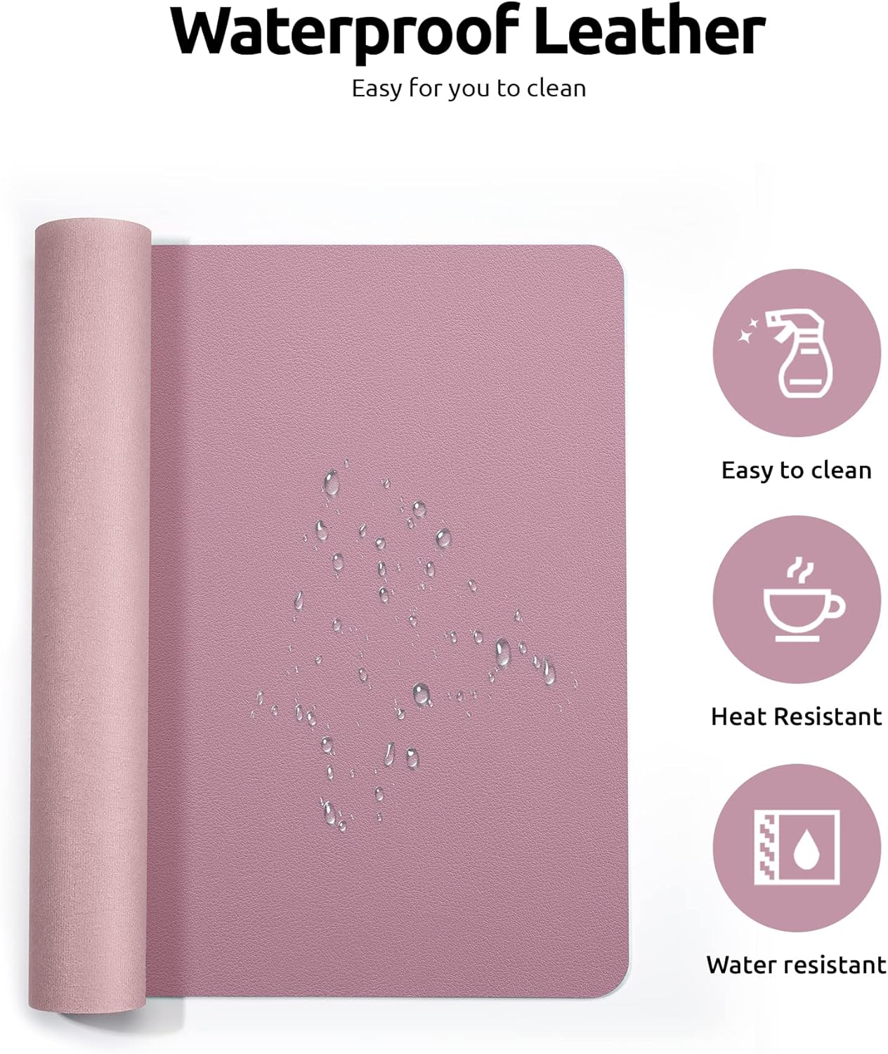 YSAGi Leather Desk Protector, Office Mat, Large Mouse Mat, Non-Slip PU Leather Blotter, Laptop Desk Pad, Waterproof Writing Pad for Office and Home (Pale Mauve, 23.6" x 13.8")