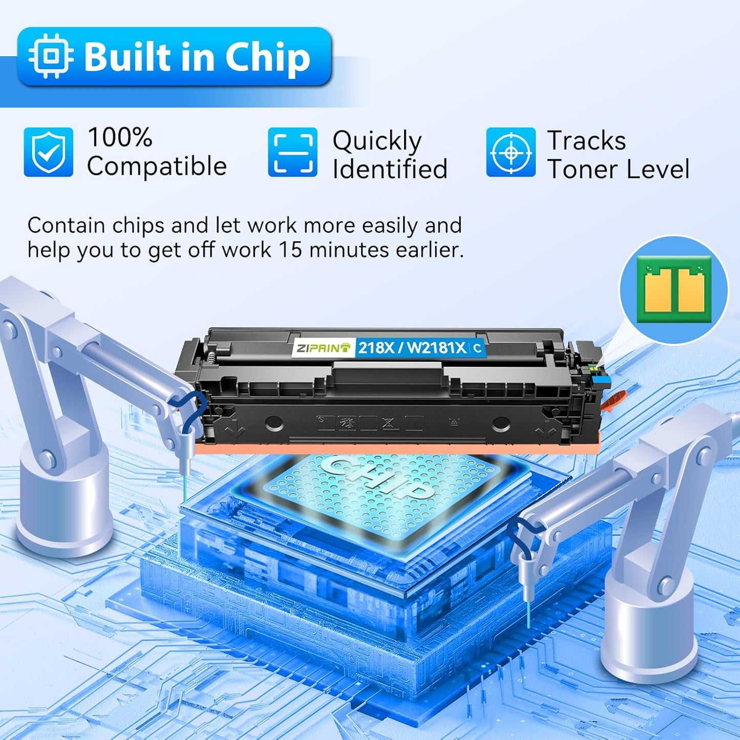 218X Toner Cartridges 4 Pack with Chip - 3301fdw Compatible Replacement for HP 218A 218X Color Laserjet Pro MFP 3301fdw 3301sdw 3201dw 3301cdw Printer High Yield W2180A (Black Yellow Magenta Cyan)