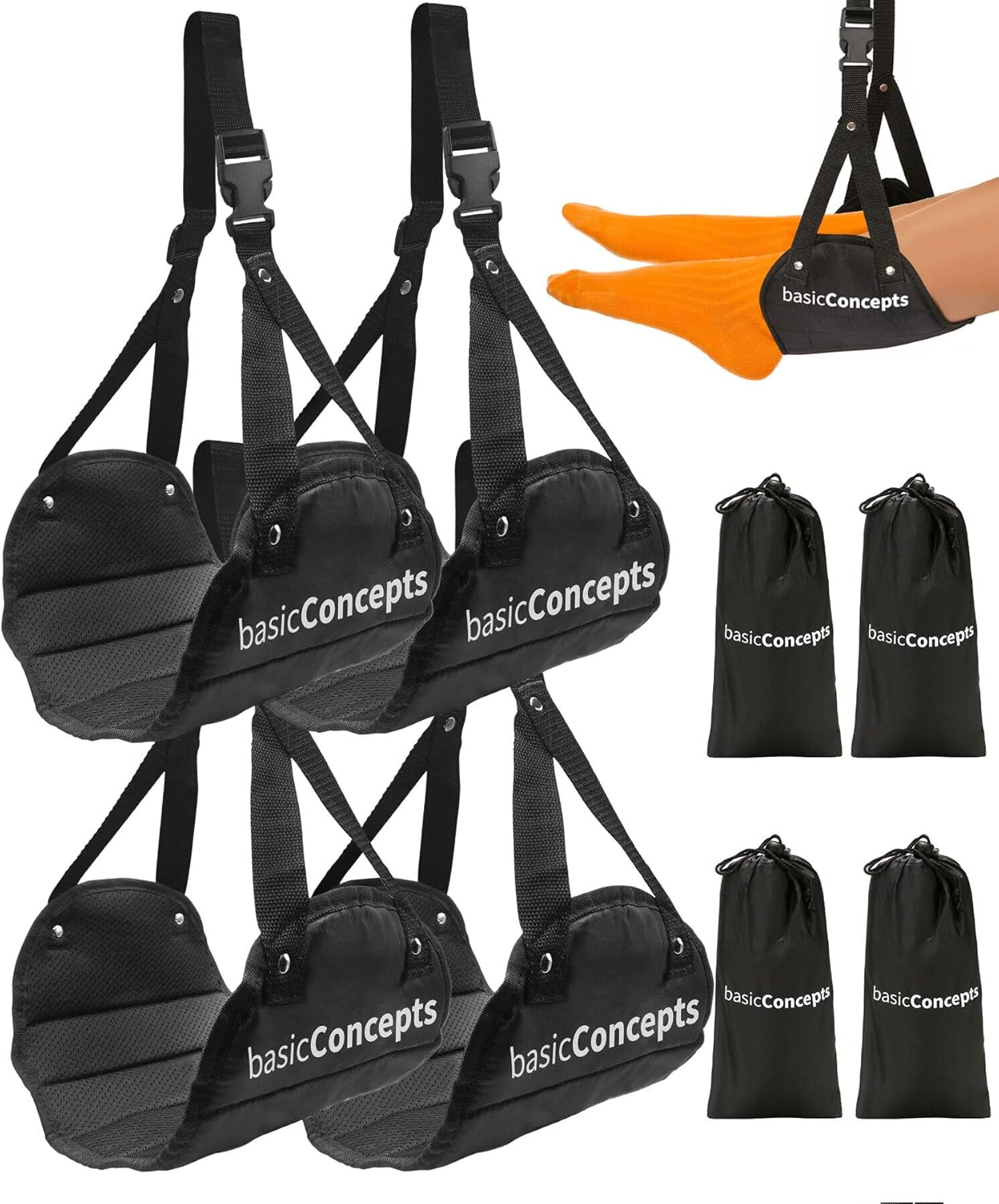 Airplane Footrest (4 Pack), Perfect Foot Hammock for Airplane Travel or Office - Relax Your Feet