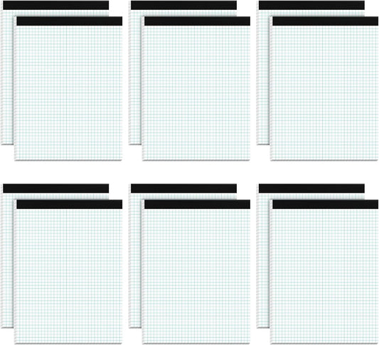 Graph Paper Pad 8.5 x 11, 12 Pack Graph Paper Notebook, 4x4 Graph Ruled, Grid Paper Pad 8-1/2" x 11", Blueprint Quadrille Pads, Grid Paper Notebook 8.5 x 11, White 70 GSM Graft Paper, 30 Sheets/Pad