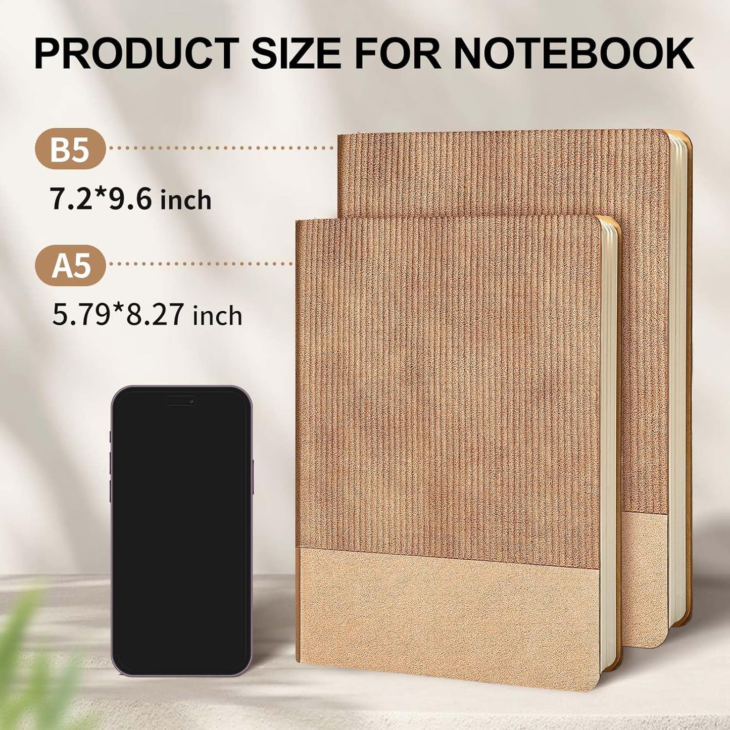 Lined Journal Notebook for Work College Ruled Note Book 5.79"x8.27" A5 PU Leather Daily Journaling 216 Pages for Women Men Writing Home School Supplies Business (A5 Lined 216pages, 09-RoseGold)