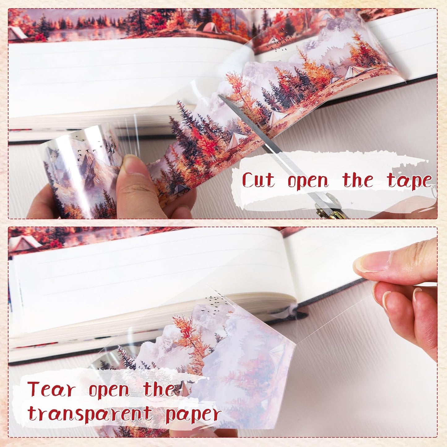 PET Tape for Journal Scrapbooking - Mountain Scenery Forest Sunset Journal PET Tape Scrapbook Supplies, Notebook Scrapbook Bottle Crafts Décor