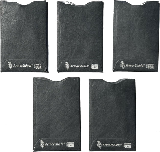 Semper Paratus Gear TYVEK RFID Blocking Credit Card Sleeves Protectors | 100% MADE IN USA - For Travel wallet, pocket or purse. Safeguard against identity theft (GRAY-5PACK)