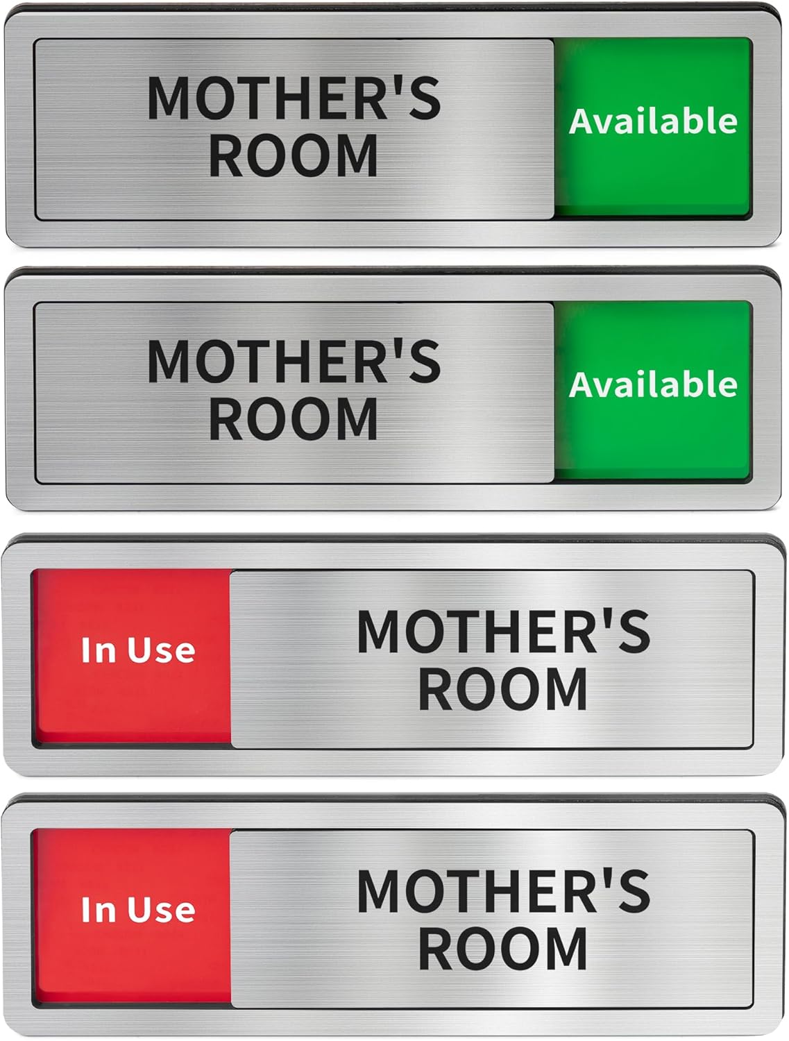 2 Pack Mom Door Sign - Do Not Disturb, Breastfeeding, Slide Door Sign (Brushed Silver, 8" x 2.6")