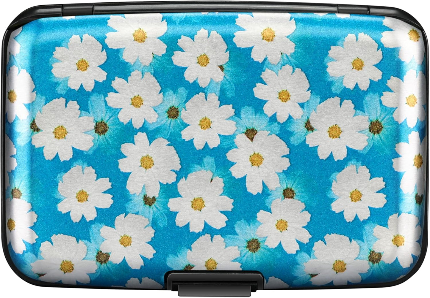 ELFISH Mini RFID Aluminum Wallet Credit Cards Holder Business Card Case Metal ID Case for Men Women(Blooms)