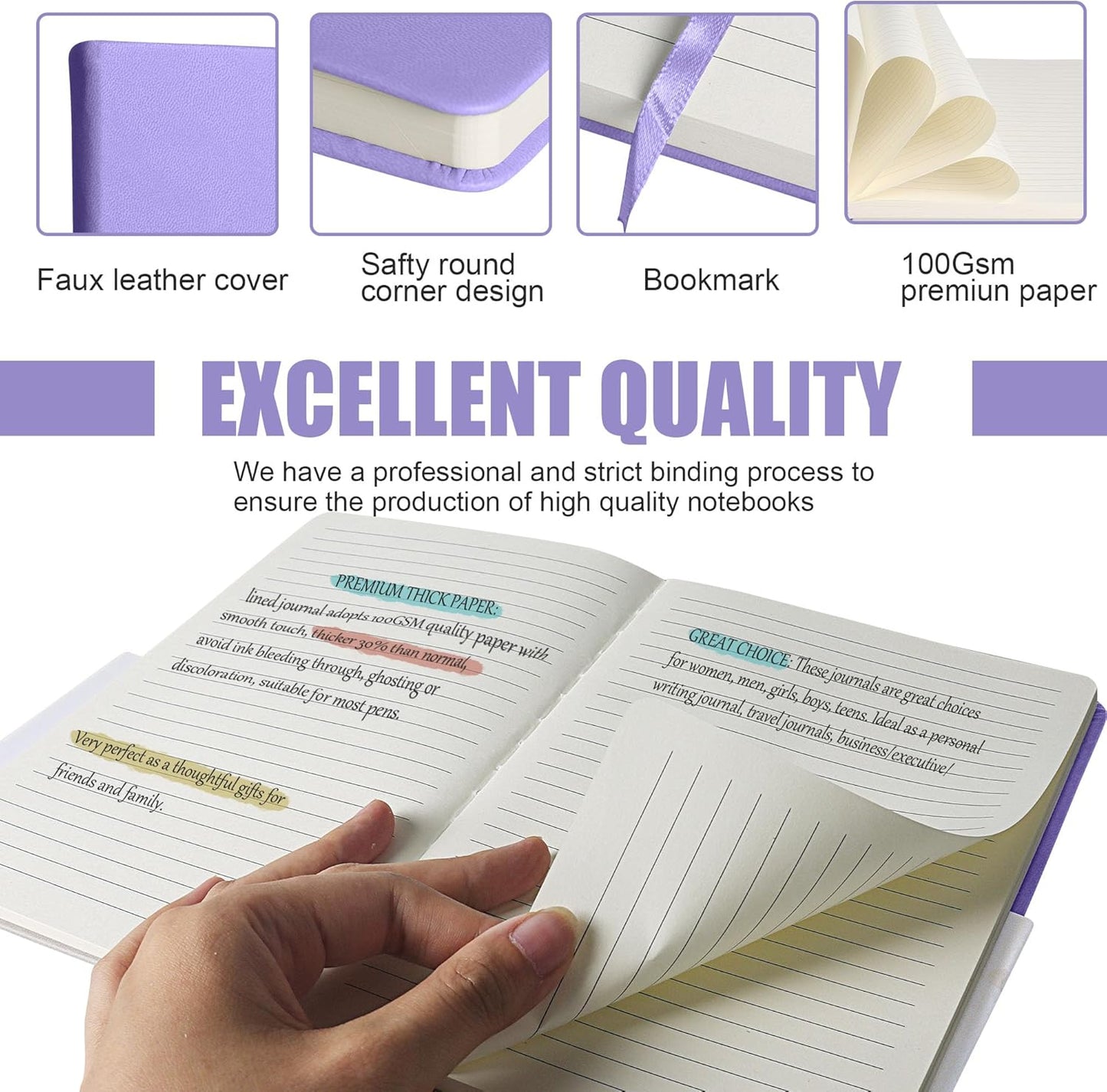 Lined Journal Notebook, (Mauve), 160 Pages, Medium 5.7 inches x 8 inches - 100 gsm Thick Paper, Hardcover
