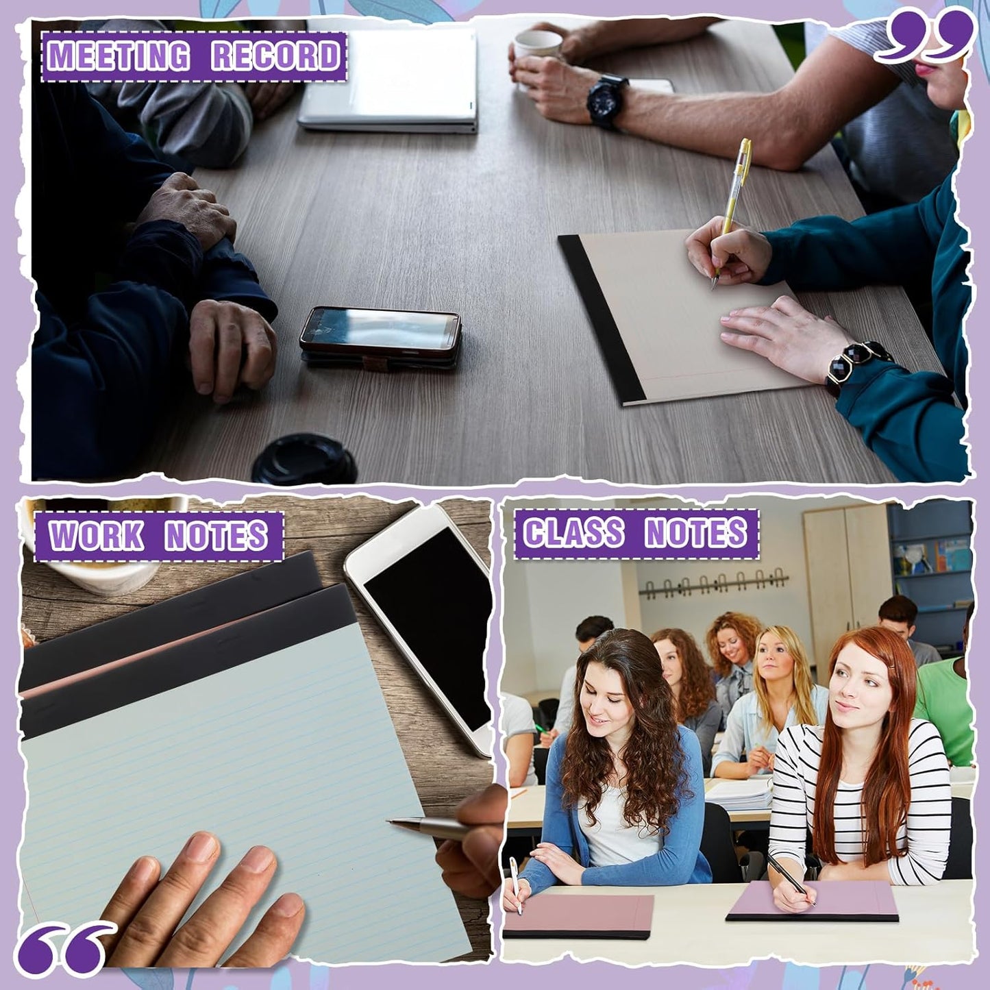 Lincia 12 Pcs 11" x 9.5" Legal Pads College Ruled Notepad Landscape Notebook Horizontal Lined Notebook 80 Gsm Assorted Colors Paper Pastel Writing Pads for School Office, 40 Sheet (Cute Color)