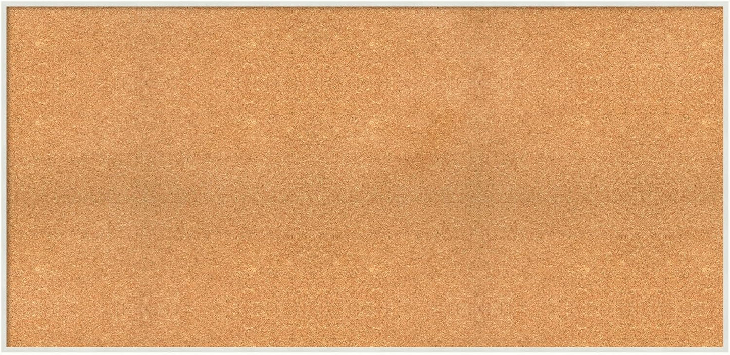 Amanti Art Natural Cork Board for Wall, 27x55 Vision Board with White Frame, Oversize Corkboard Office Decor for Home Organization, Modern Corkboard Pinboard to Display Items for Home Organization in