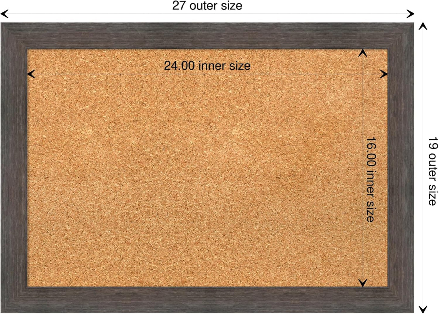 Amanti Art Natural Cork Board for Wall, 19x27 Vision Board with Brown Wood Frame, Medium Corkboard Office Decor for Home Organization, Rustic Farmhouse Corkboard Pinboard to display items for home