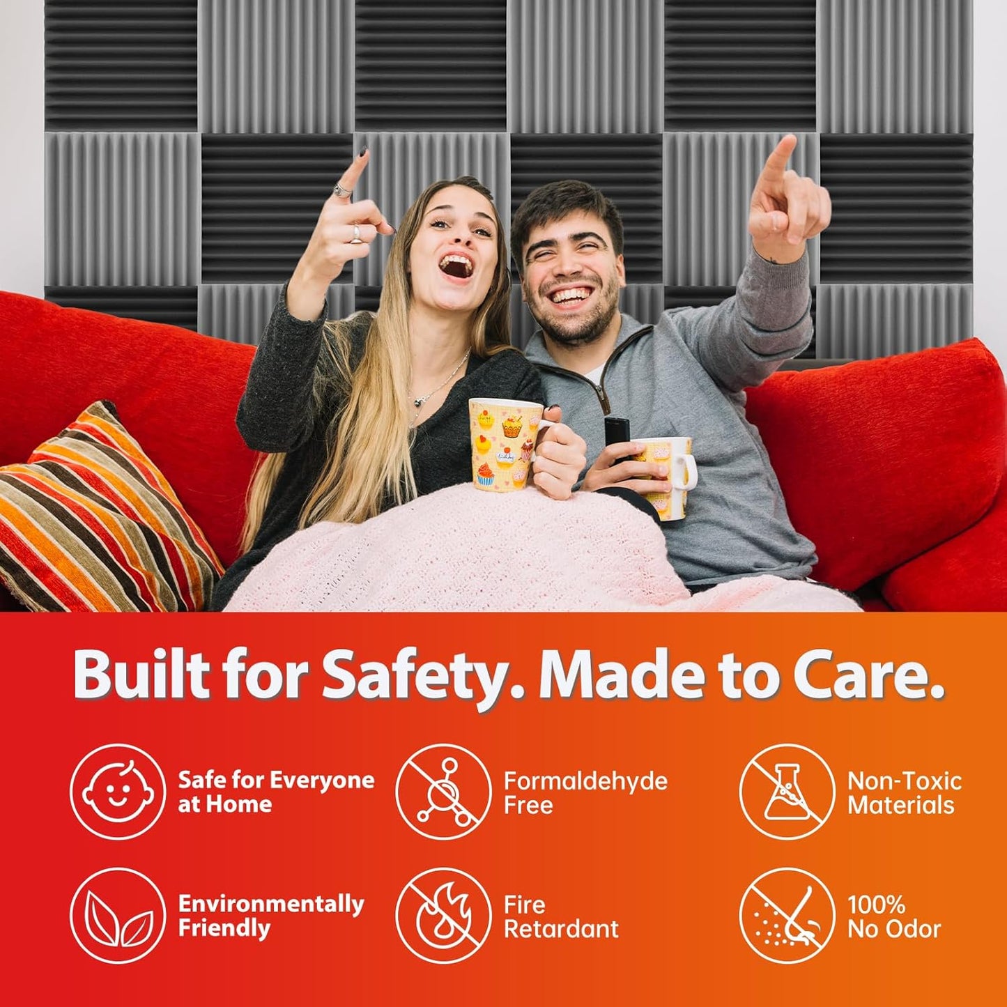 24 Pack Acoustic Panels – Sound Proof Foam Panels for Wall 12"x12"x2", Flame Retardant Wedge Acoustic Foam, High-Density Sound Absorbing Panels for Home Studio(Gray, 2" Thick 24 Pack)