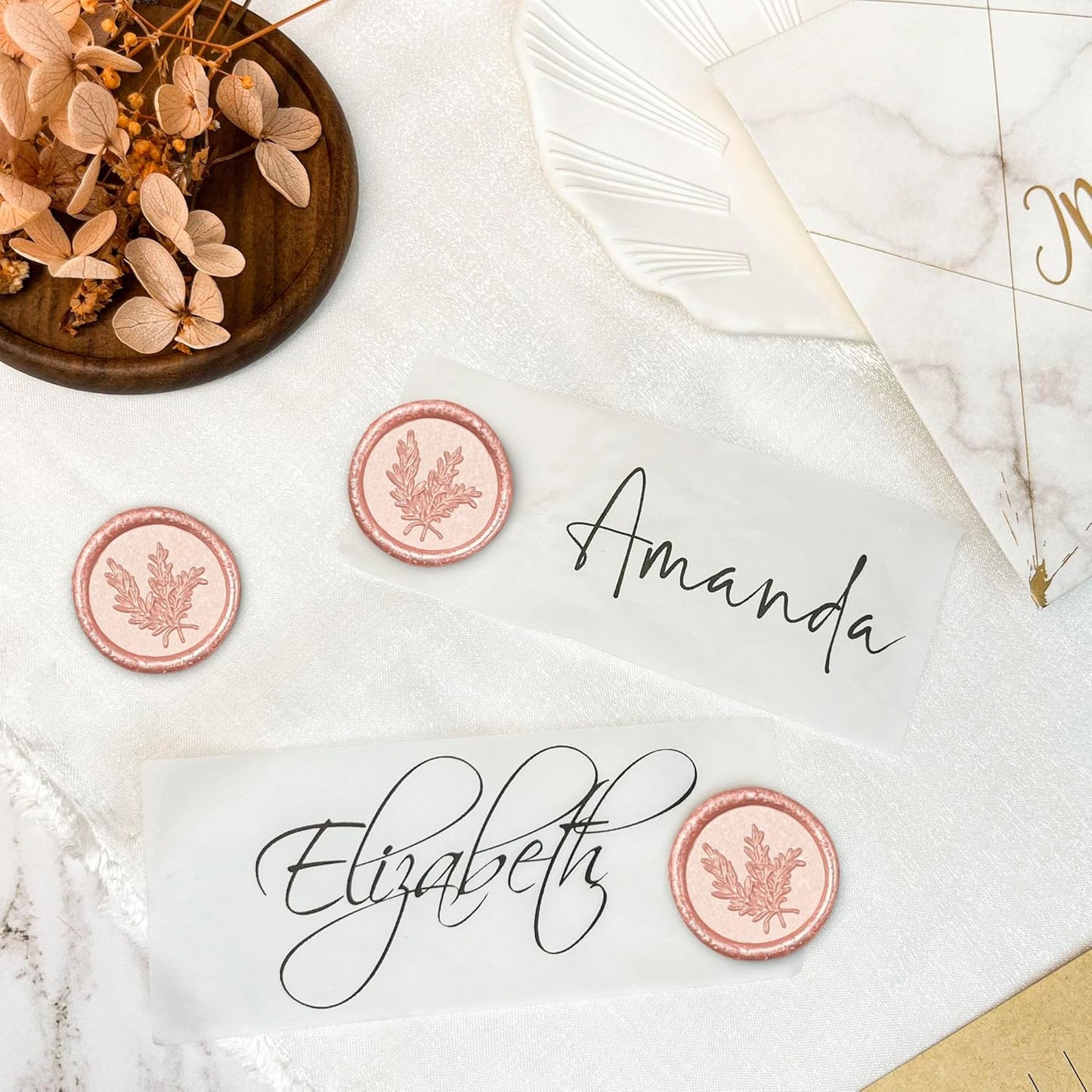 25Pcs Wax Seal Stickers Handmade Envelope Seals Self Adhesive Wax Stickers for Wedding Party Invitations, Envelope, Gift Wrap, Christmas(Rosemary Style, Pink)