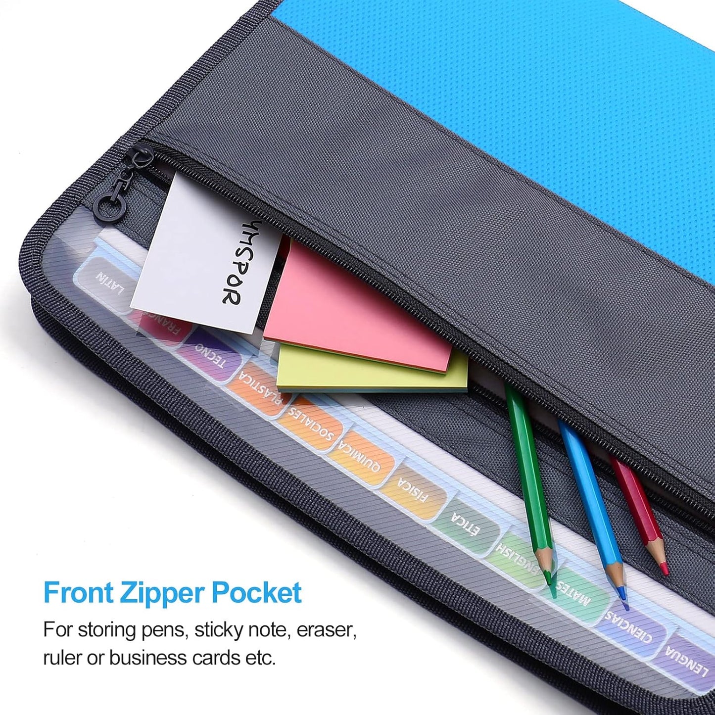 MEGREZ A4 Paper File Folder with 13 Pockets, Accordion File Folder with Zipper File Folder Organizer for Office, Waterproof Expanding File Folder with Tabs, Pink & Blue(2 Packs)