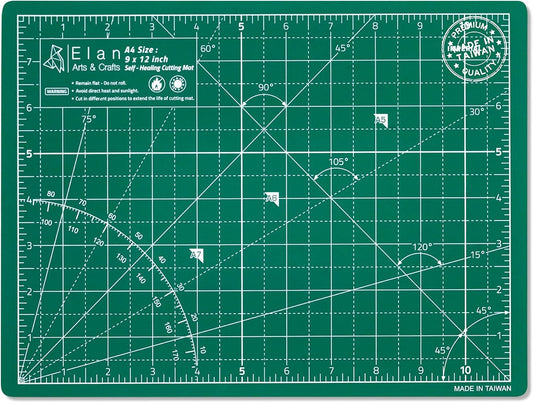Elan Cutting Mat A4 Green, Self Healing Cutting Mat 9x12 Inch, 5-Ply Craft Board Green, Hobby Board for Crafts 9x12 Inch