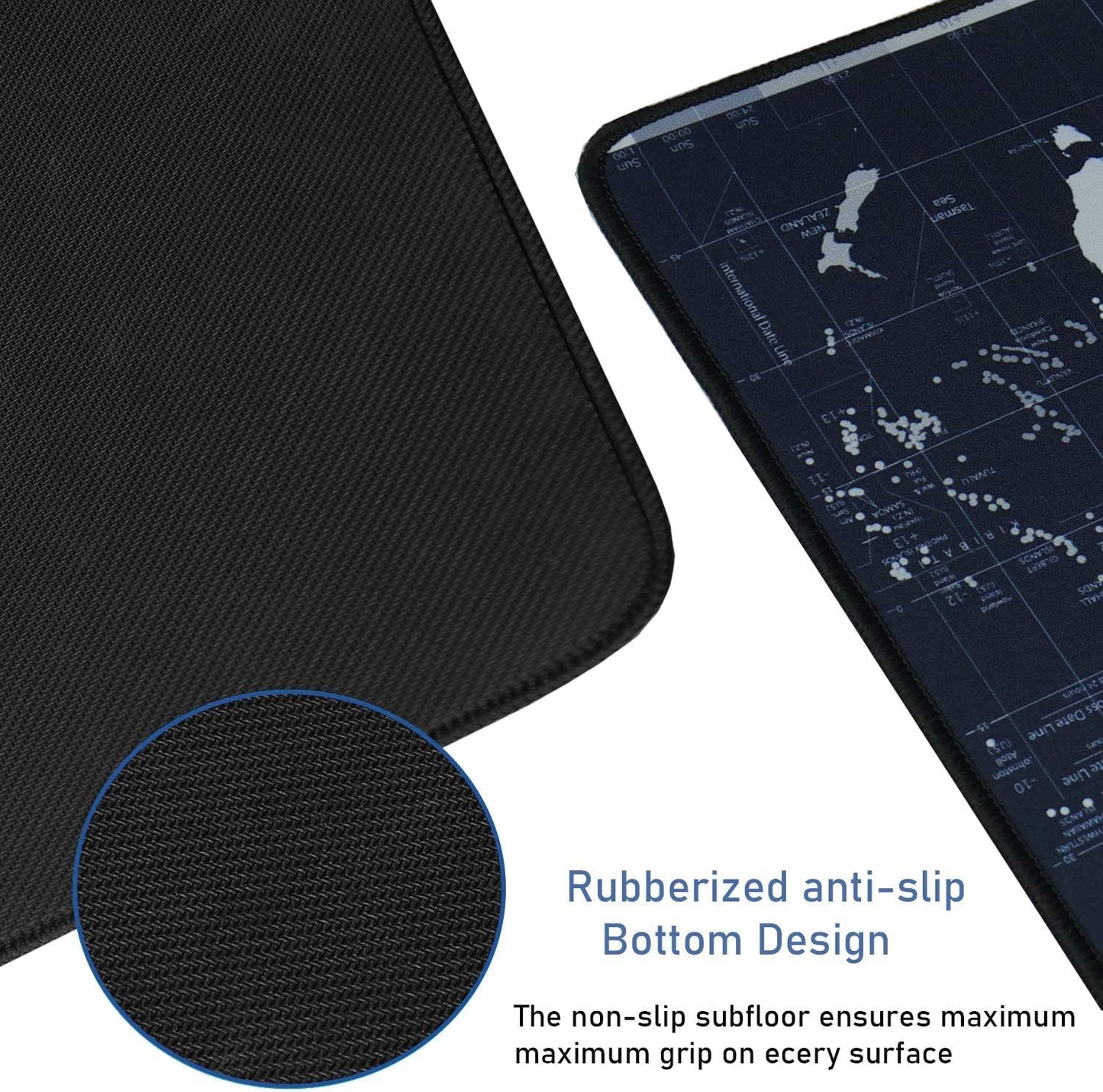 Large Extended Gaming Mouse Pad with Stitched Edges,(35.4X15.7In) Durable Non-Slip Natural Rubber Base, Waterproof Computer Keyboard Pad Mat for Esports Pros/Gamer/Desktop/Office/Home, Map