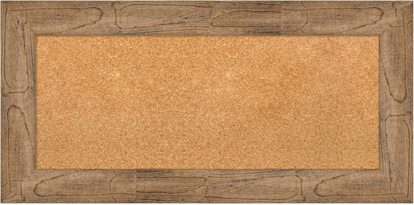 Amanti Art Natural Cork Board for Wall, 18x36 Vision Board with Brown Wood Frame, Medium Corkboard Office Decor for Home Organization, Country Rustic Corkboard Pinboard to Display Items for Home