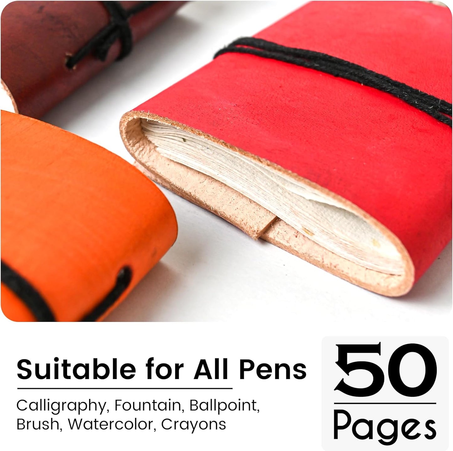 Set of 5 Vintage Handmade Mini Leather Bound Journals – Book of Shadows Journal with Unlined Deckle Edge Pages – Small Leather Diary for Writing, Drawing, Travel