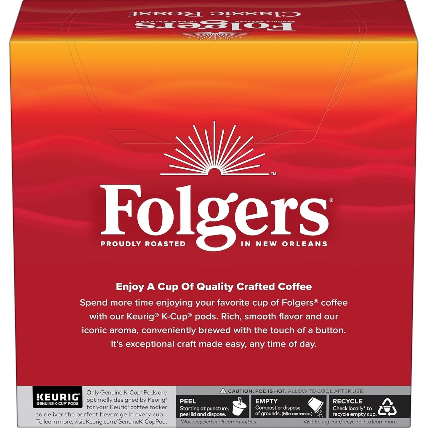 Folgers Classic Roast Medium Roast Coffee, 128 Keurig K-Cup Pods