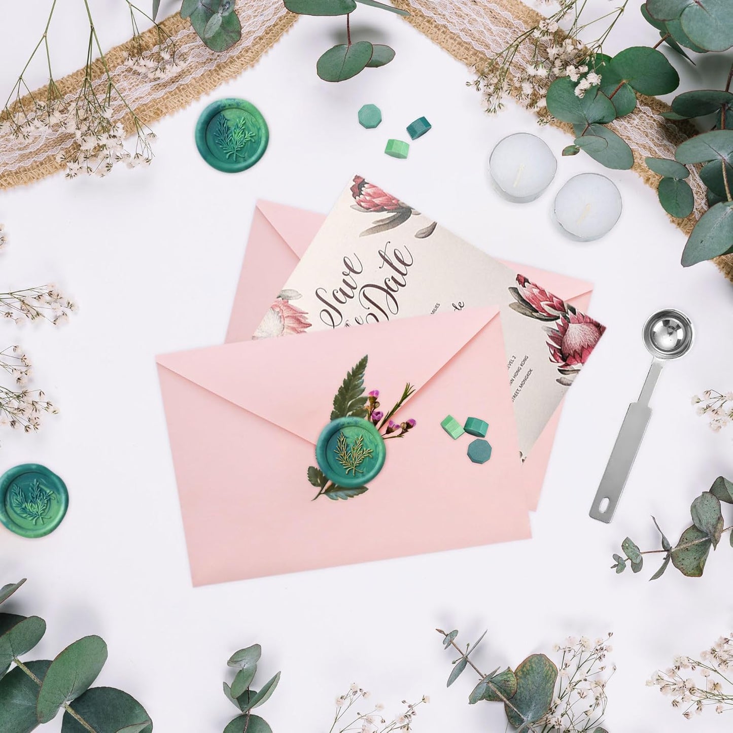 Yoption 300Pcs Green Mix Sealing Wax Beads for Wax Seal Stamps, Wedding Invitations, Christmas Cards, Wine Packaging, Envelopes, Gift Wrap