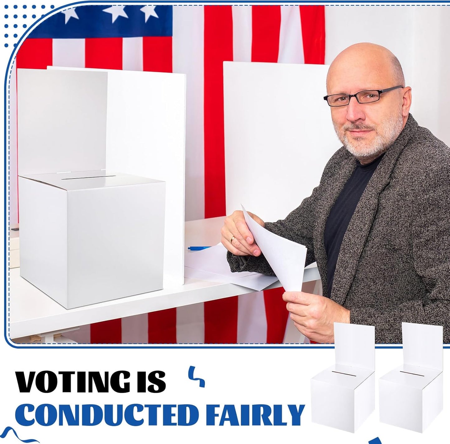 PerKoop 20 Pcs Extra Large Raffle Ticket Box, 10 x 10 x 10 Inch Cardboard Ballot Box with Slot, Large Suggestion Donation with Removable Header for Fundraising Ticket Collecting Voting Contest, White