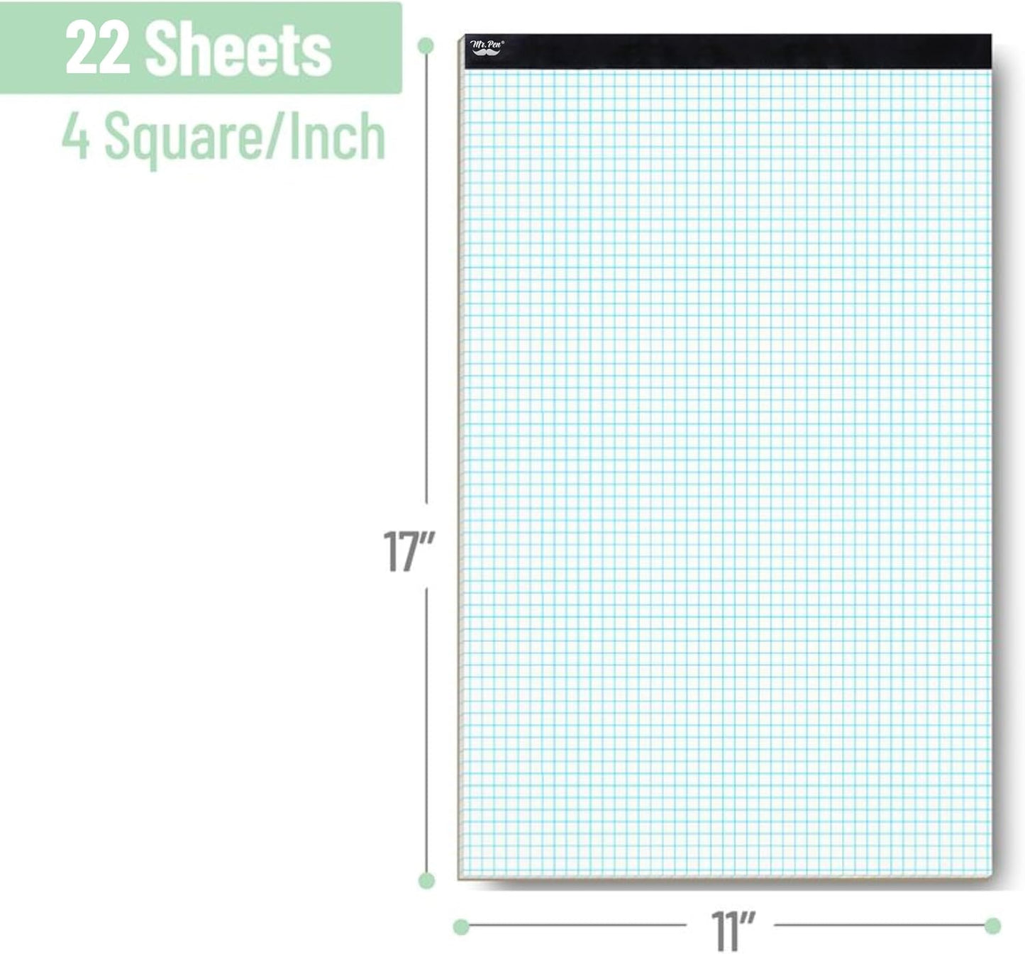Mr. Pen Graph Paper, Grid Paper, 4x4 (4 Squares per inch), 17"x11", 22 Sheet