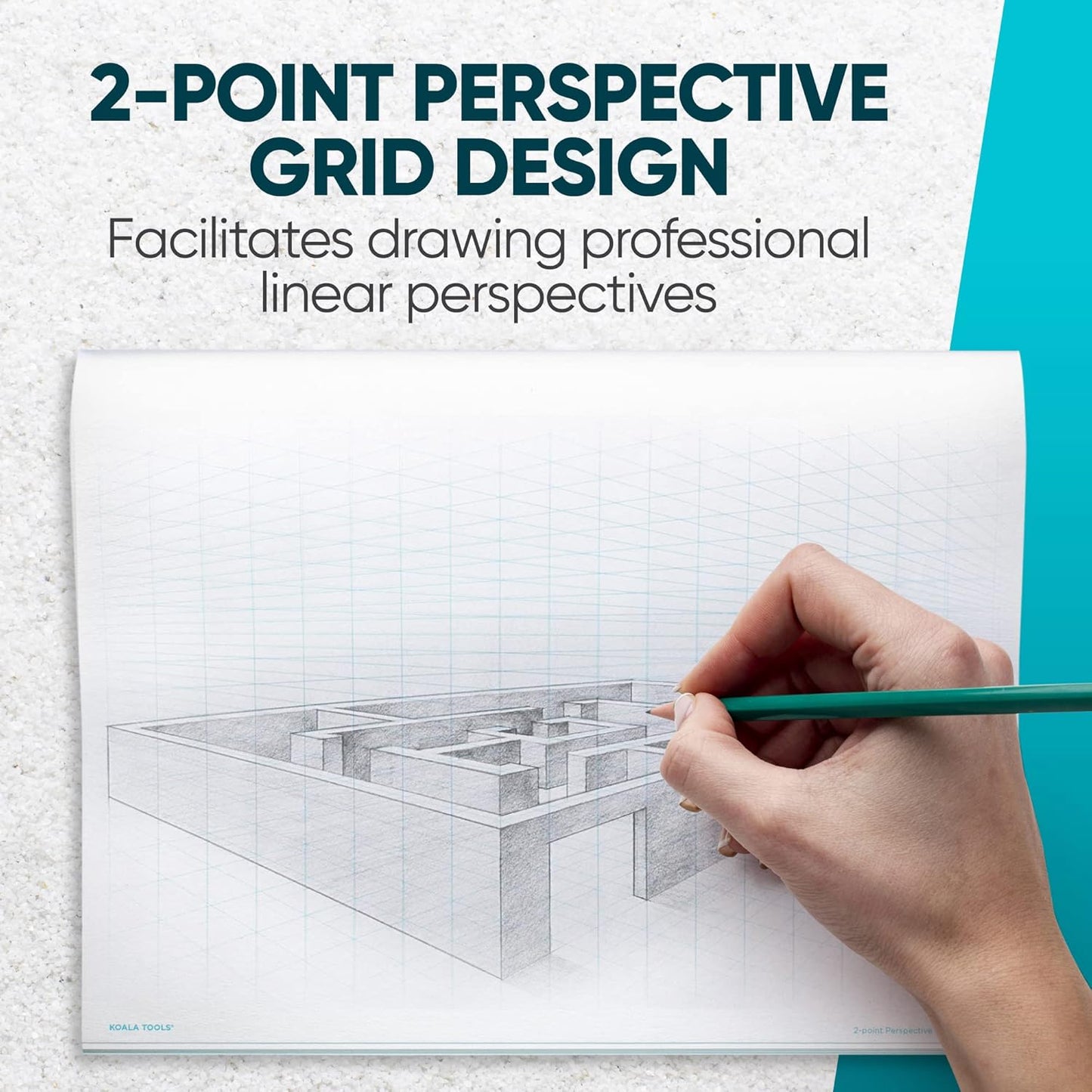 Koala Tools | Drawing Perspective (1 and 2-Point) Large Sketch Pad (2 Point - 9 x 12)