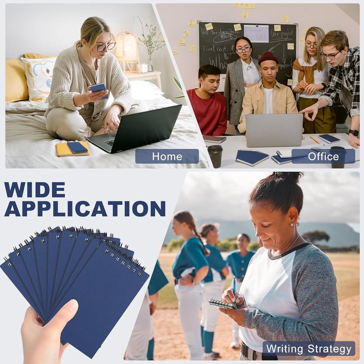 Tenceur 18 Pcs Pocket Notebook Bulk Small 3x5 Inch Spiral Notepads Mini Top Bound Notebook with Lined 120 Pages Ruled Memo Pads for Office College Nurse Essentials Back to School Gift (Blue)