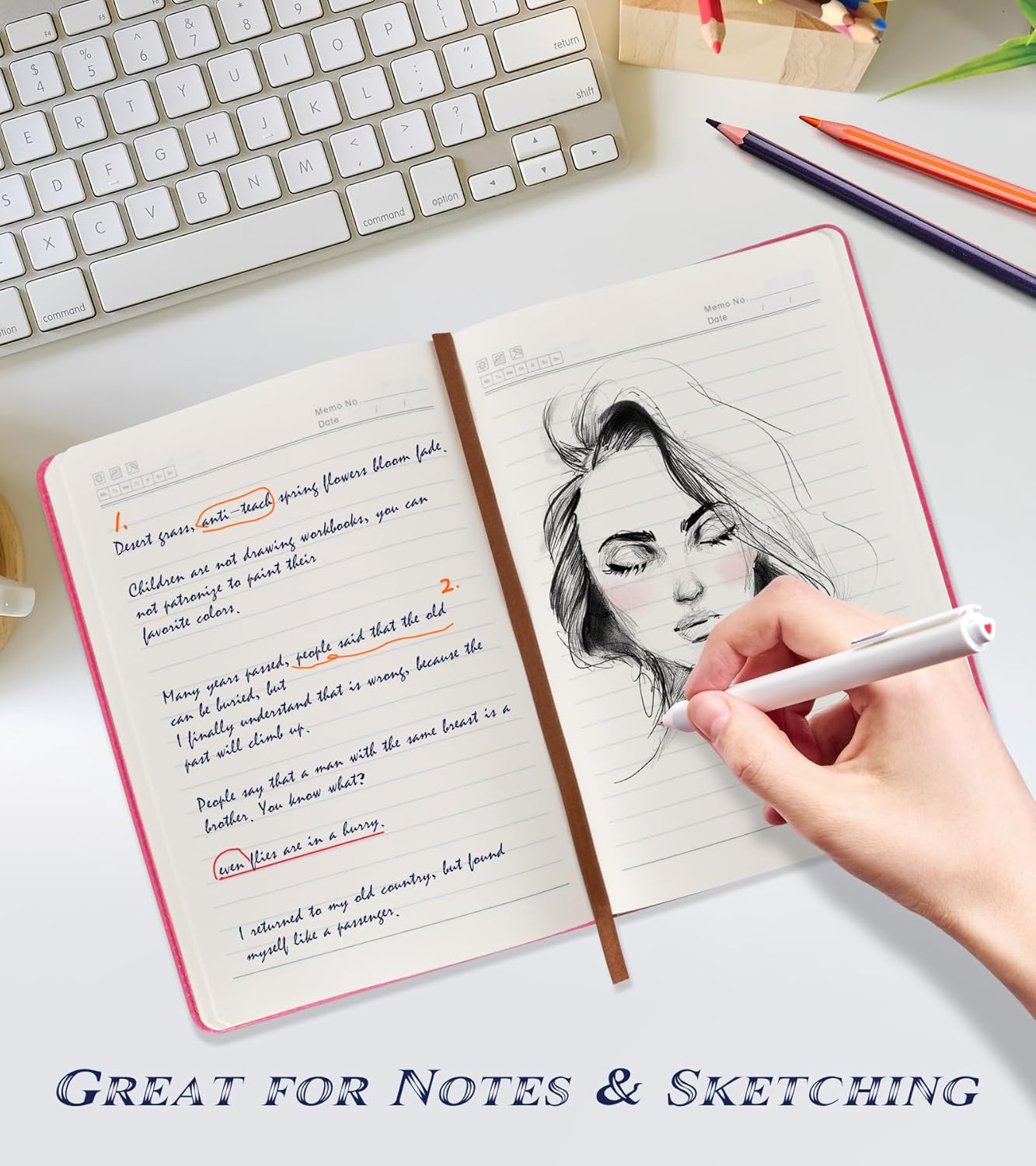 Lined Journal Notebook for Women Men,256 Pages A5 Hardcover Leather Journals for Writing,Travel,Business,Work & School,College Ruled Notebooks for Note Taking,Diary Notepad 5.7"×8.3"(pink)