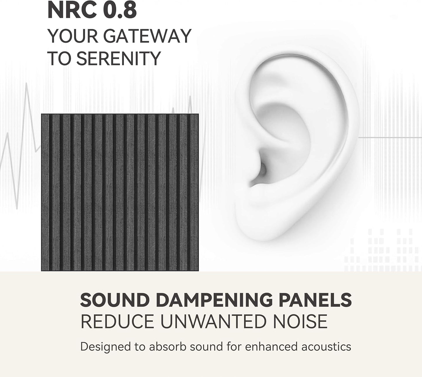 Upick MDF Acoustic Wall Panels Sound Absorbing, 4 Pack 24 x 24 inch Sound Proof Foam Wall Panels & Wood Slat Wall Panels for Interior Wall Decor (Matte Black)