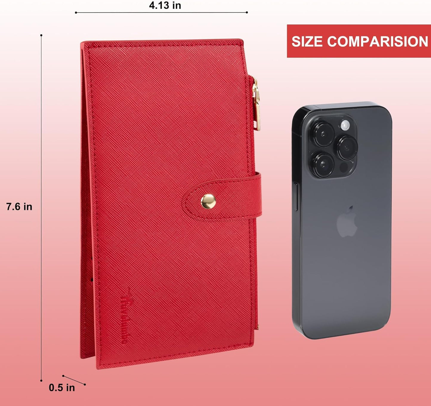 Travelambo RFID Wallet Women Large Size Bifold Multi Card Wallet Case with Zipper Pocke Credit Card Holder for Women