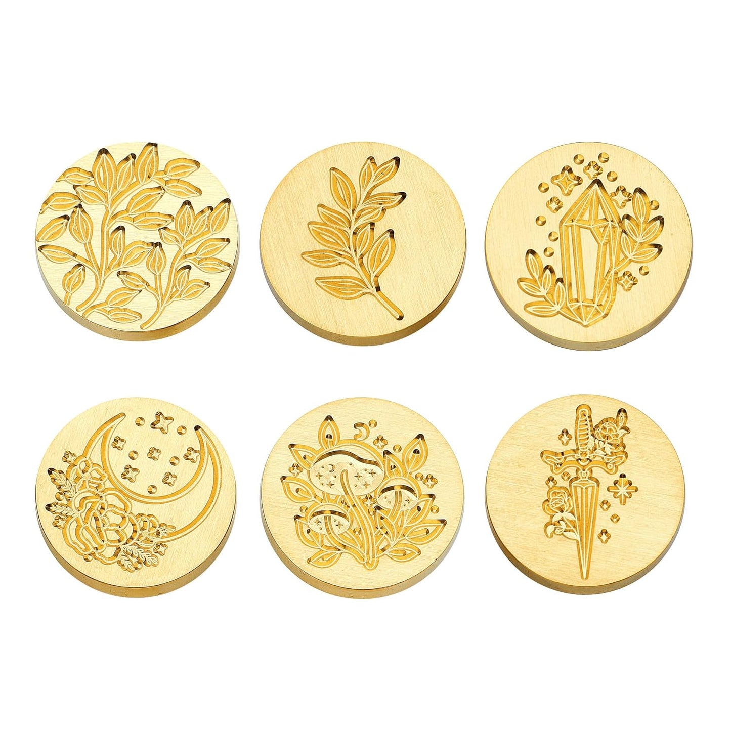 SWANGSA Wax Seal Stamp Set, Vintage 6 Pieces Flower Plant Pattern Sealing Wax Stamp Heads and 1 Wooden Handle for Wedding Greeting Cards Gift (Botanical Set)