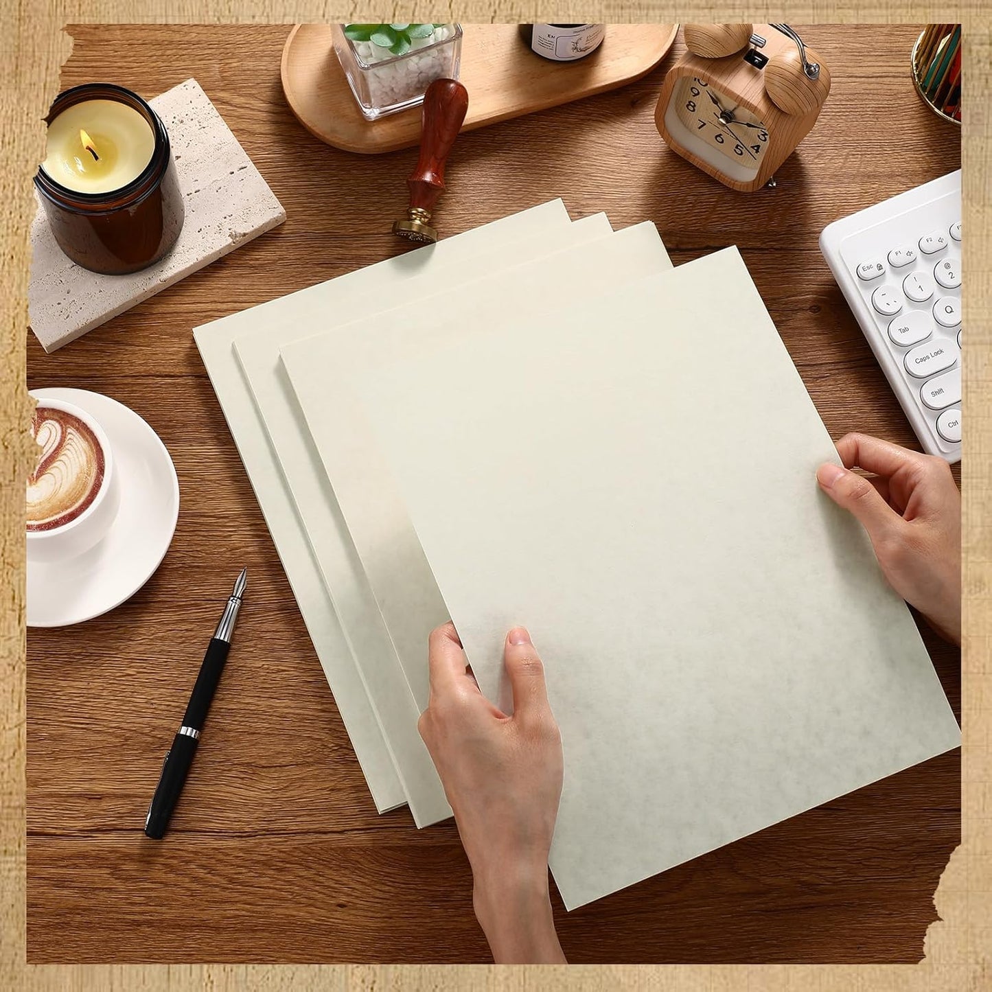 Epakh 300 Pcs Old Age Parchment Paper 8.5 x 11 Inch Standard Letter Vintage Colored Old Parchment Double Side Printing Paper (Ivory)