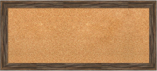 Amanti Art Natural Cork Board for Wall, 15x33 Vision Board with Brown Wood Frame, Medium Corkboard Office Decor for Home Organization, Rustic Farmhouse Corkboard Pinboard to display items for home