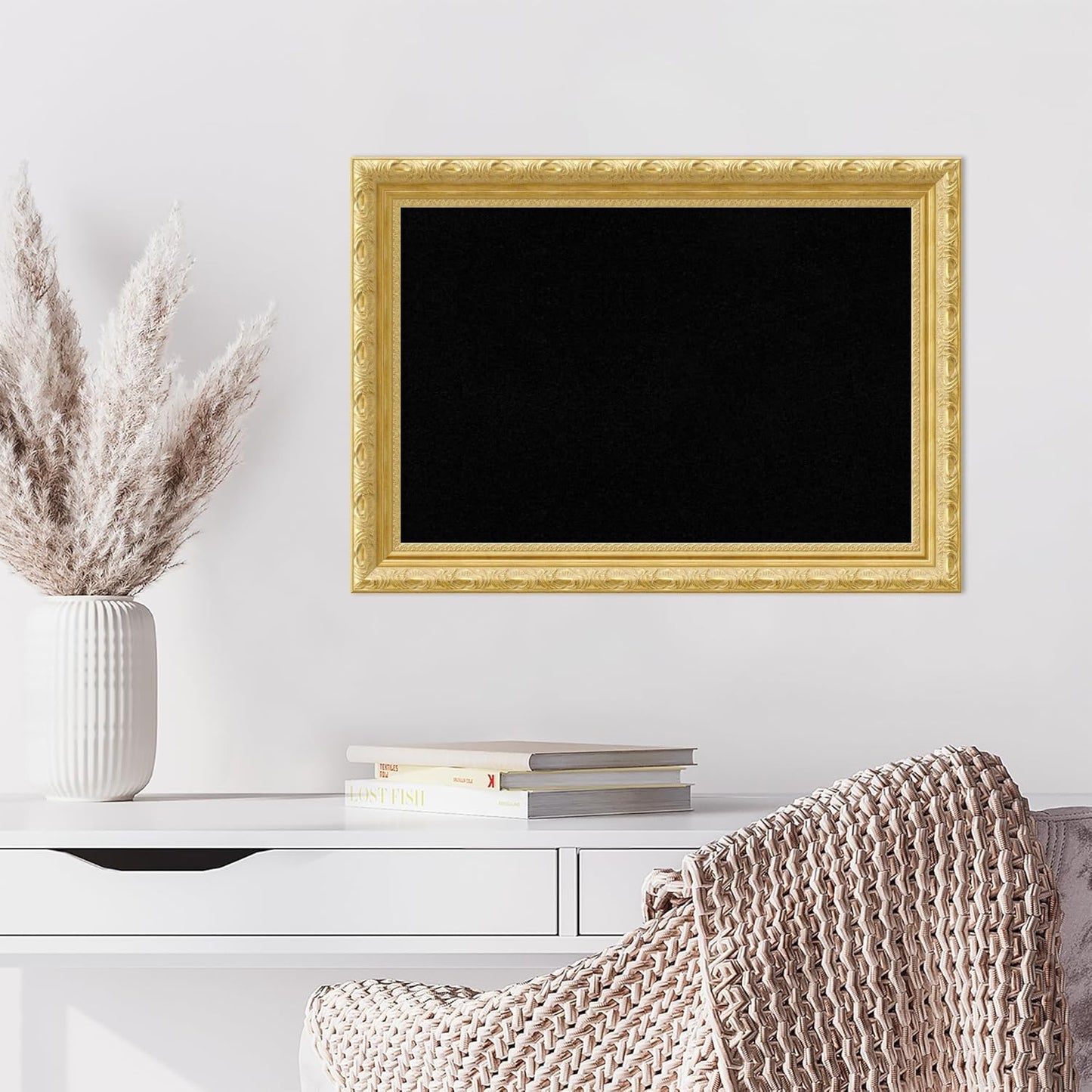 Amanti Art Black Cork Board for Wall, 20x28 Vision Board with Gold Wood Frame, Medium Corkboard Office Decor for Home Organization, Traditional Corkboard Pinboard to Display Items for Home