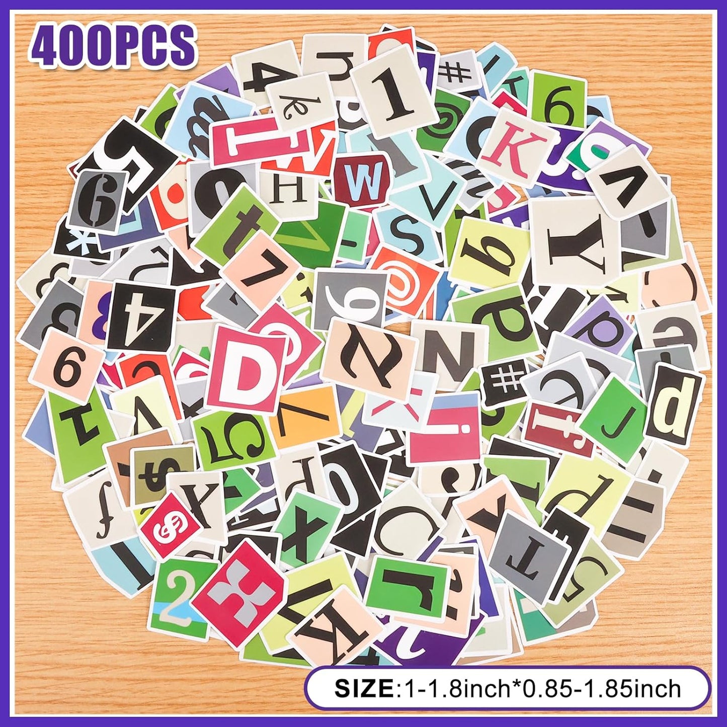 400Pcs Alphabet Letter Stickers, Waterproof for Scrapbook, Notebook, Classroom Decor, Door, Mailbox, Water Bottle, Laptop - A-Z, Numbers 0-9, and Symbols