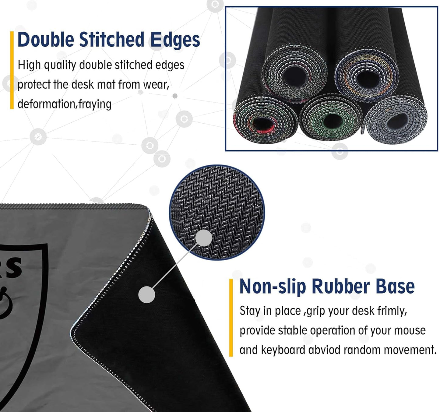 Large Mouse Pad Desk Mat for Home Office, Gaming Mousepad Extended Desk pad - Computer Keyboard Mouse Mat with Non-Slip Base and Stitched Edge Office Desk Organizers and Accessories