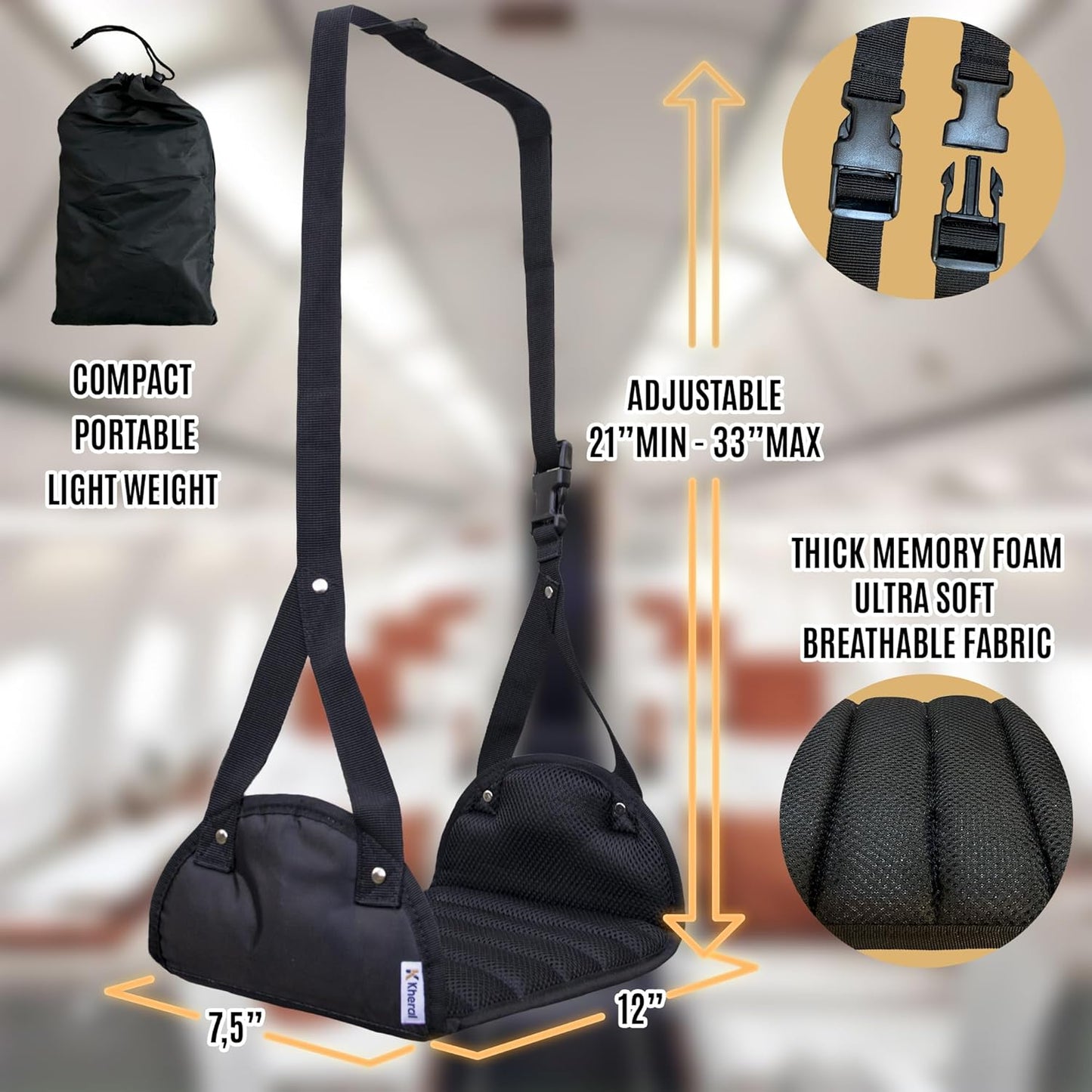 Foot Hammock for Plane Travel, Memory Foam Airplane Foot Hammock, No Feet Clashing, Travel footrest for Airplane Flights.