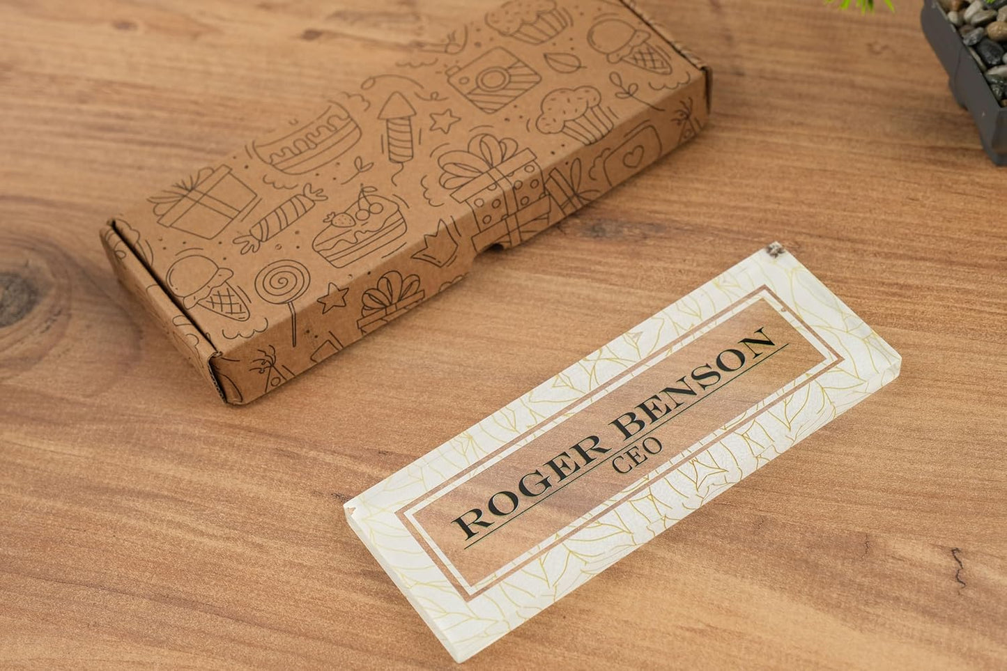 Custom Acrylic Name Plate, Office Name Plate, Personalized Name Plate, New Job Gift, CoWorker Gift, Custom Office Desk Decor, Phd Gift (Marble design)