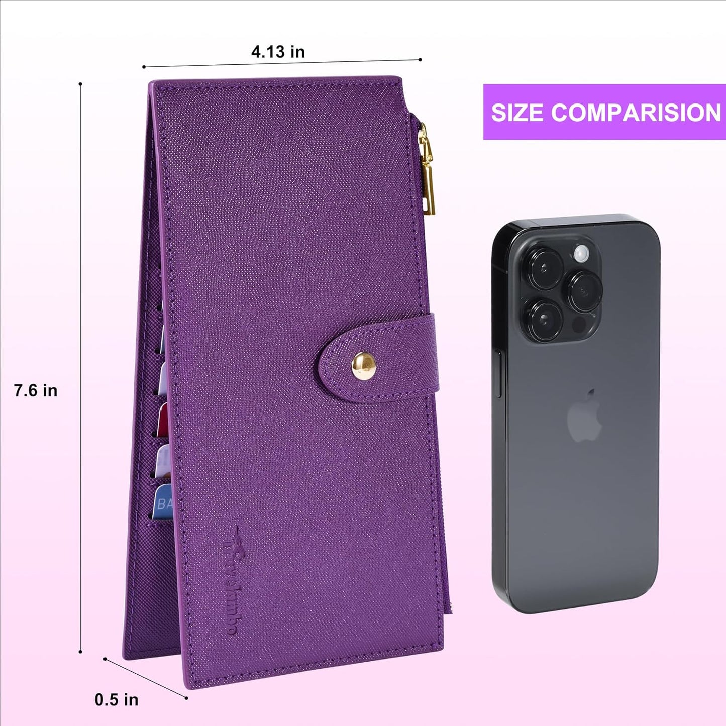 Travelambo RFID Wallet Women Large Size Bifold Multi Card Wallet Case with Zipper Pocke Credit Card Holder for Women