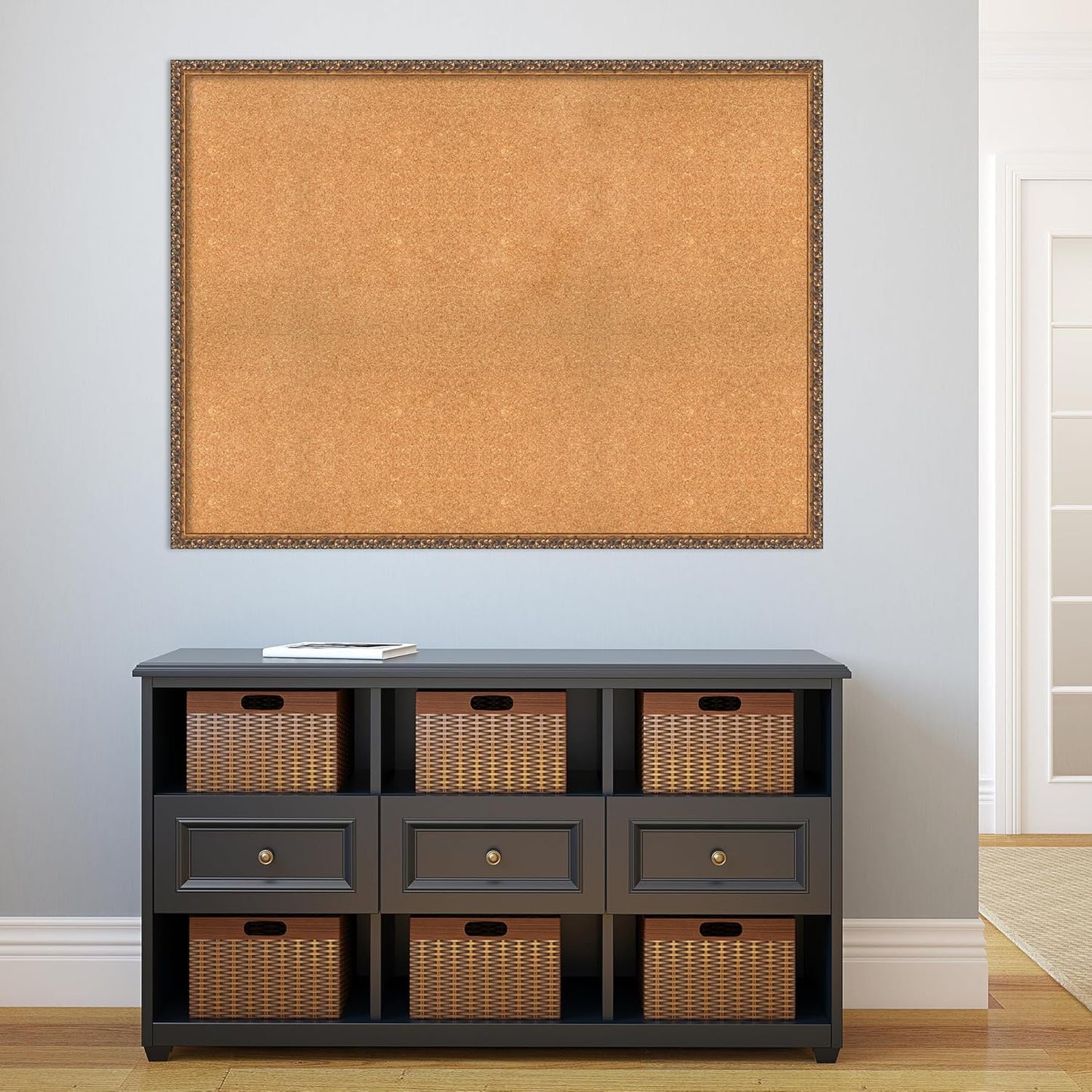 Amanti Art Natural Cork Board for Wall, 36x48 Vision Board with Bronze Frame, Oversize Corkboard Office Decor for Home Organization, Traditional Corkboard Pinboard to Display Items for Home