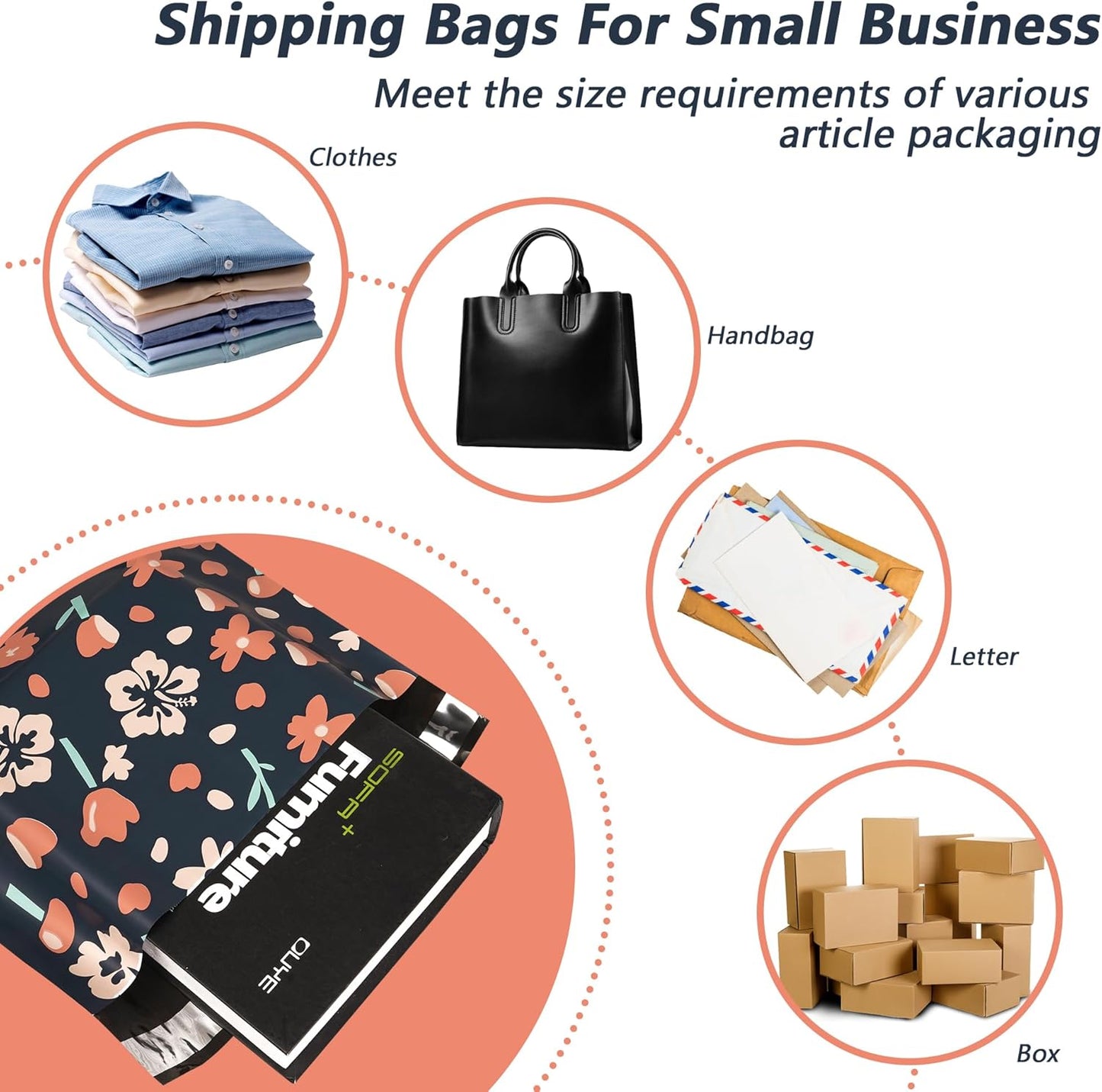 Poly Mailers 12x15.5 Inch 50 Pcs - Tulip printed Shipping Bags, 2.4mil Thickness, Waterproof and Tear Resistant Mailing Envelopes, Self-Sealing Packaging Bags for Small Business